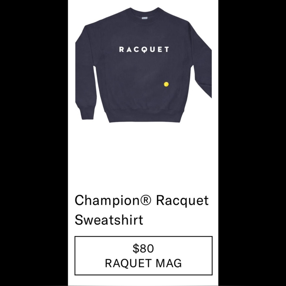 Navy blue Champion Reverse Weave tennis “RACQUET” sweatshirt